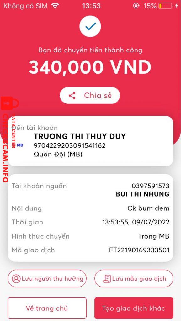 Bewijs tegen Truong Thi Thuy Duy