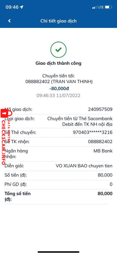 Bewijs tegen Tran Van Thinh