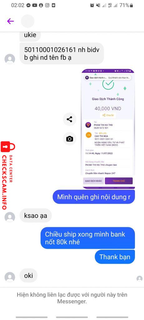 Bewijs tegen Cao Thị Nga