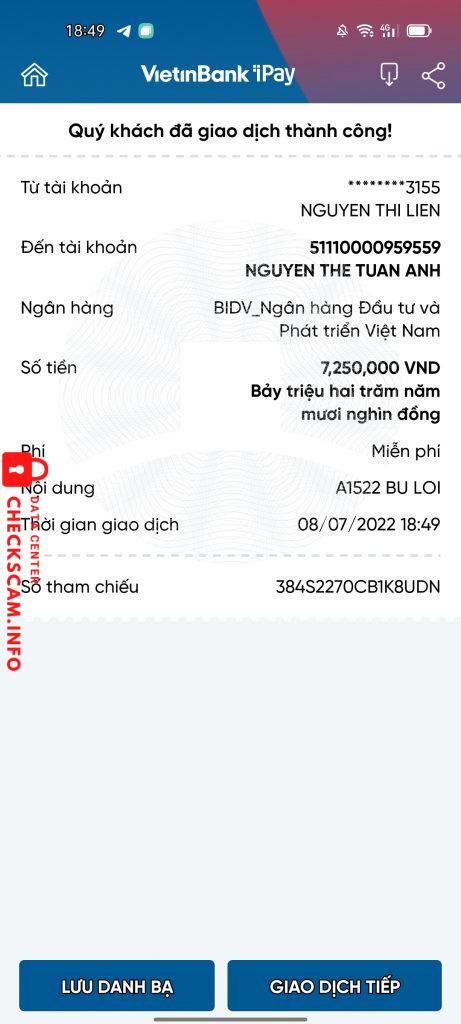 Bewijs tegen Nguyen The Tuan an