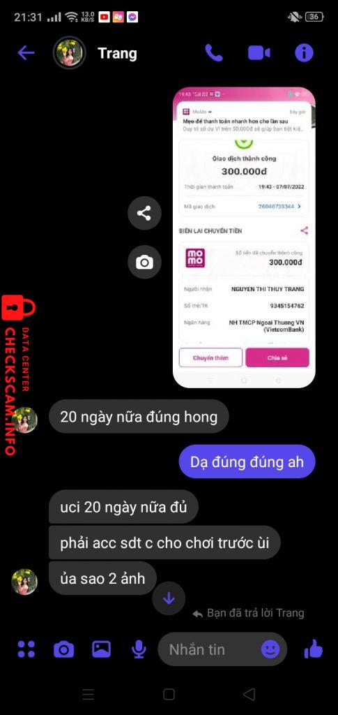 Preuves contre Nguyen Thi Thuy Trang