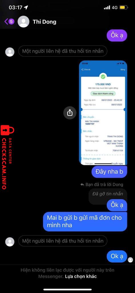 Preuves contre TRAN THI DONG