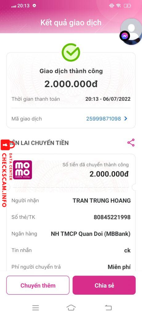 Preuves contre Trần Trung Hoang