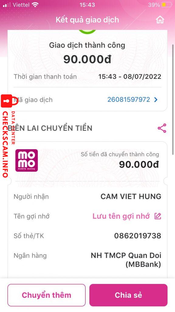 Preuves contre Cầm Việt Hùng