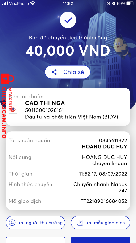 Preuves contre Cao Thi Nga