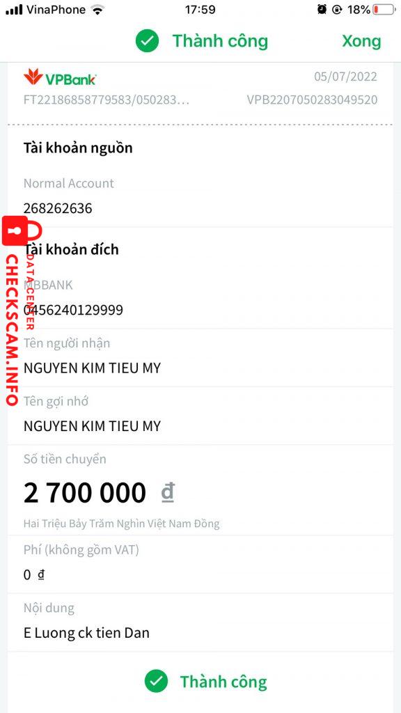 Preuves contre Nam Phệ