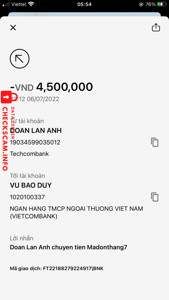 Preuves contre VU BAO DUY