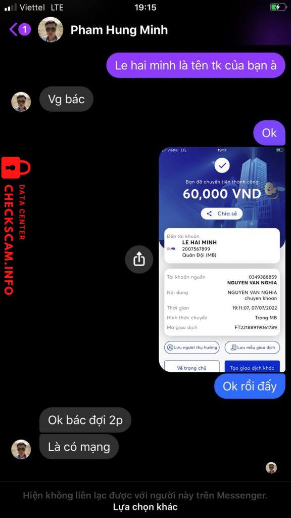 Preuves contre LE HAI MINH