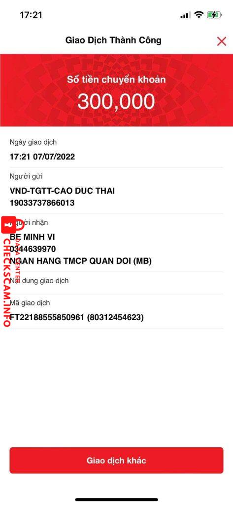 Preuves contre BE MINH VI