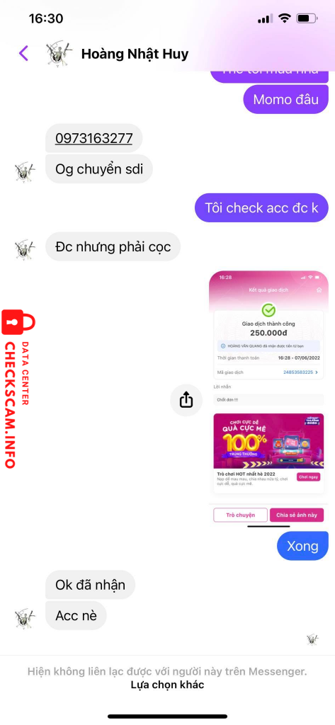 Preuves contre Hoàng Nhật Huy (shanez tweakin)