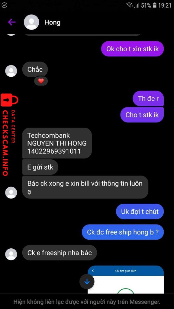 Preuves contre NGUYEN THI HONG