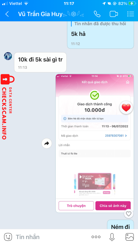 Preuves contre Vũ Trần Gia Huy