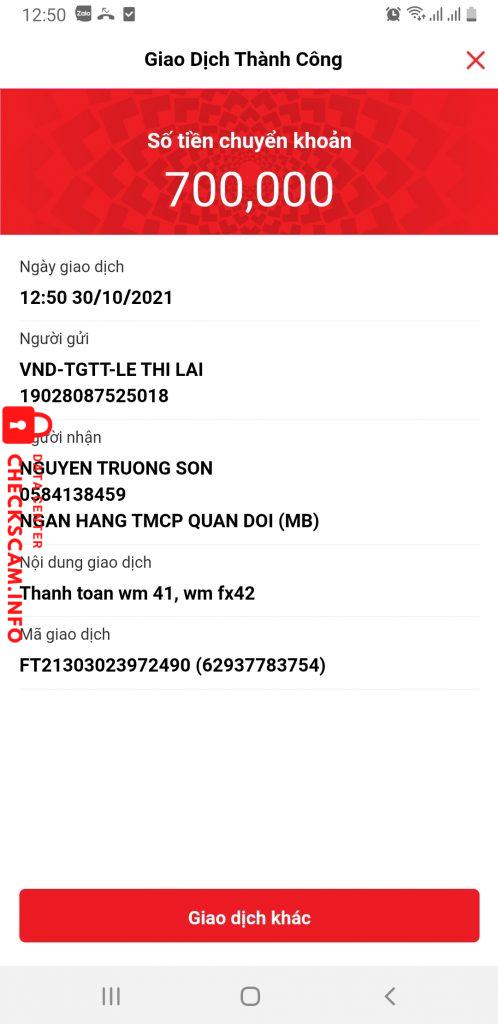 Preuves contre Nguyen Truong Son