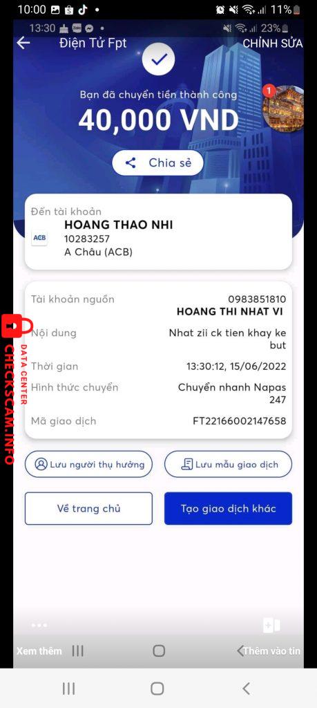 Preuves contre Hoàng Thảo Nhi
