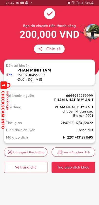 Preuves contre Phan Minh Tam