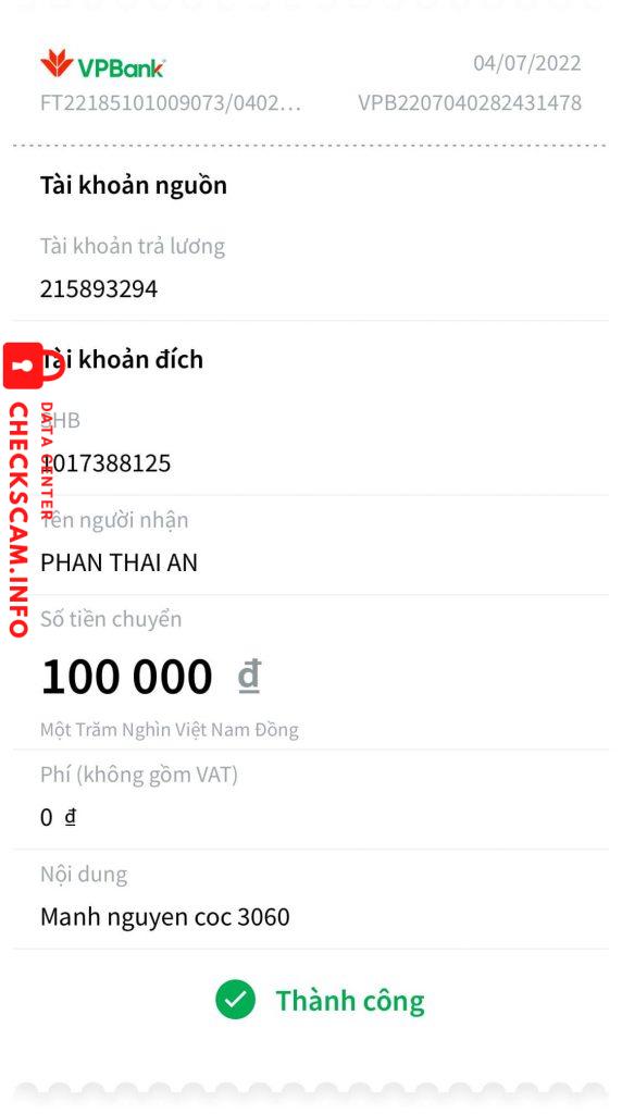 Preuves contre Phan Thái An