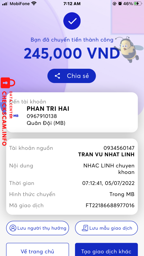 Preuves contre PHAN TRI HAI