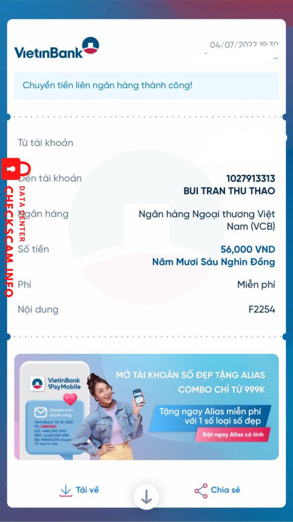 Preuves contre BUI TRAN THU THAO