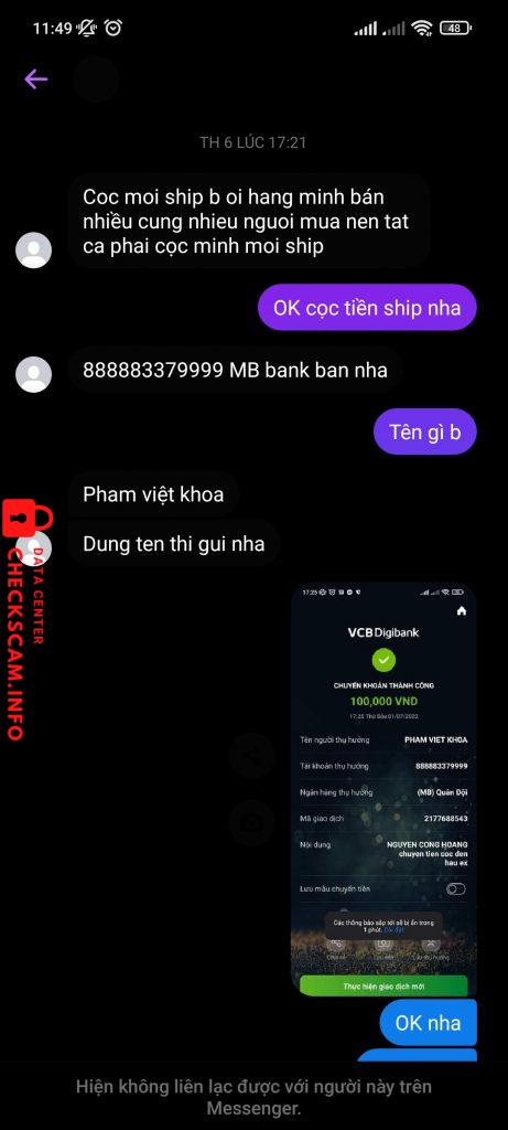 Preuves contre Phạm Việt Khoa