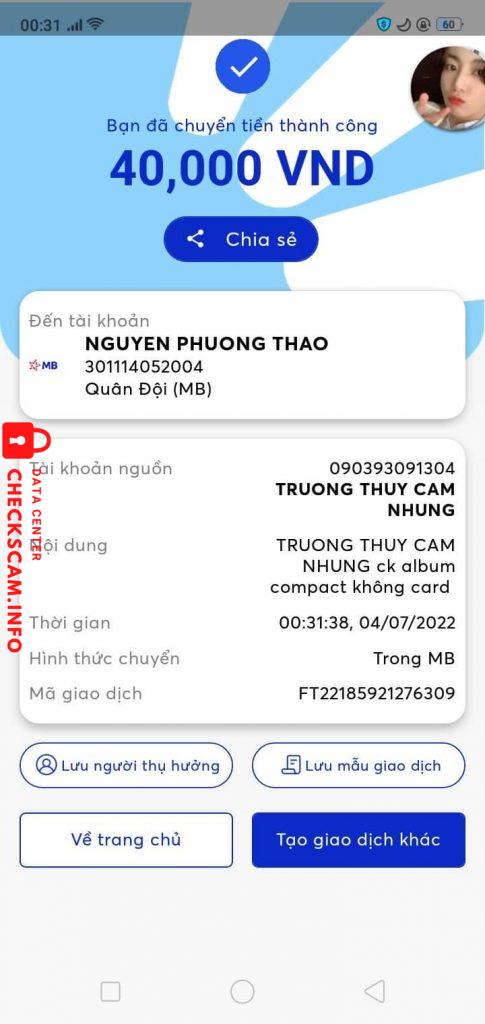 Preuves contre NGUYEN PHUONG THAO