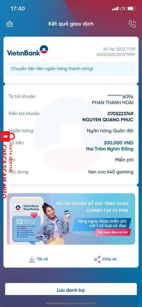 Preuves contre Nguyen Quang Phuc