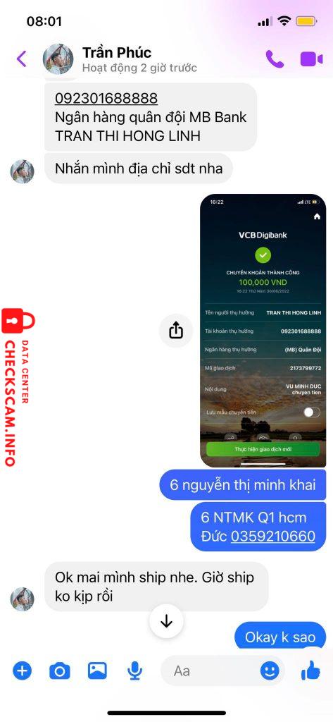 Preuves contre TRAN THI HONG LINH