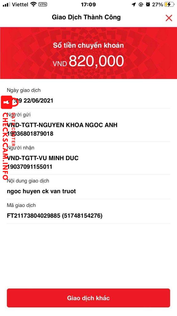 Preuves contre Vũ Minh Đức