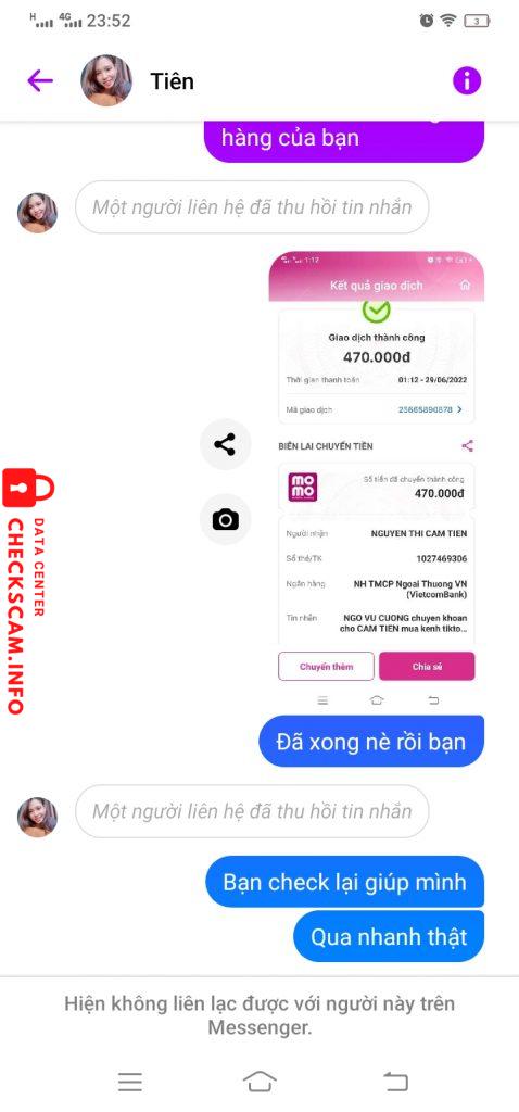 Preuves contre NGUYEN THI CAM TIEN