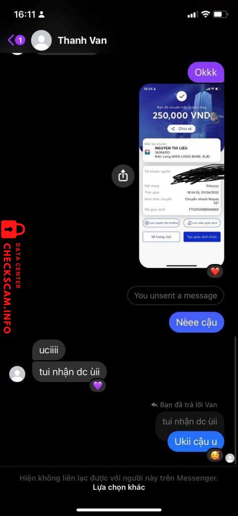 Preuves contre NGUYEN THI LIEU