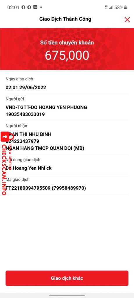 Preuves contre TRAN Thi Nhu Bich