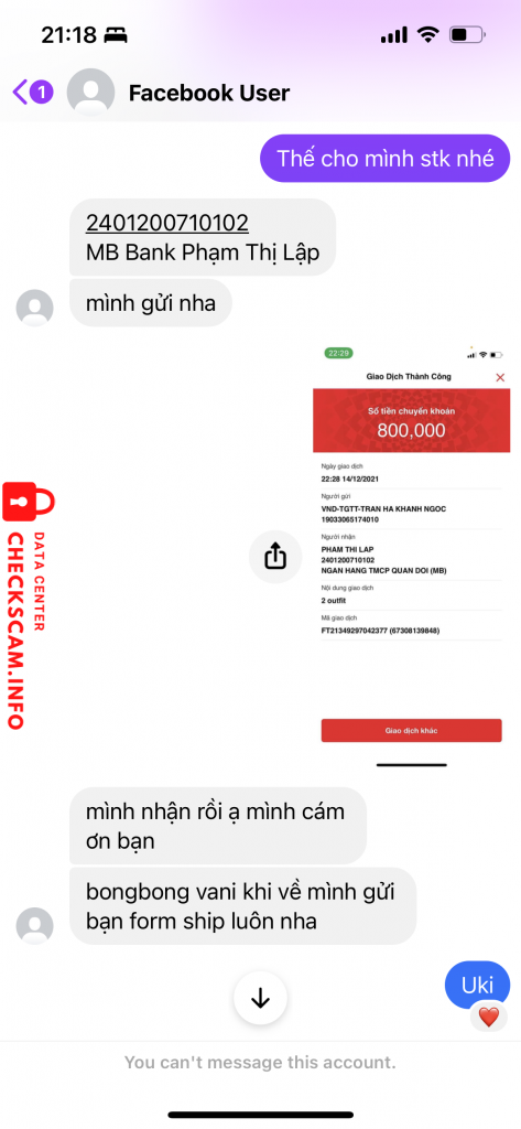 Preuves contre Pham Thi Lap