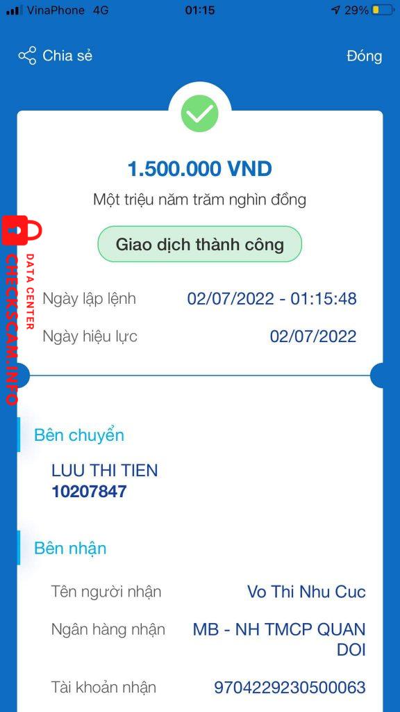 Preuves contre Vo Thi Nhu Cuc