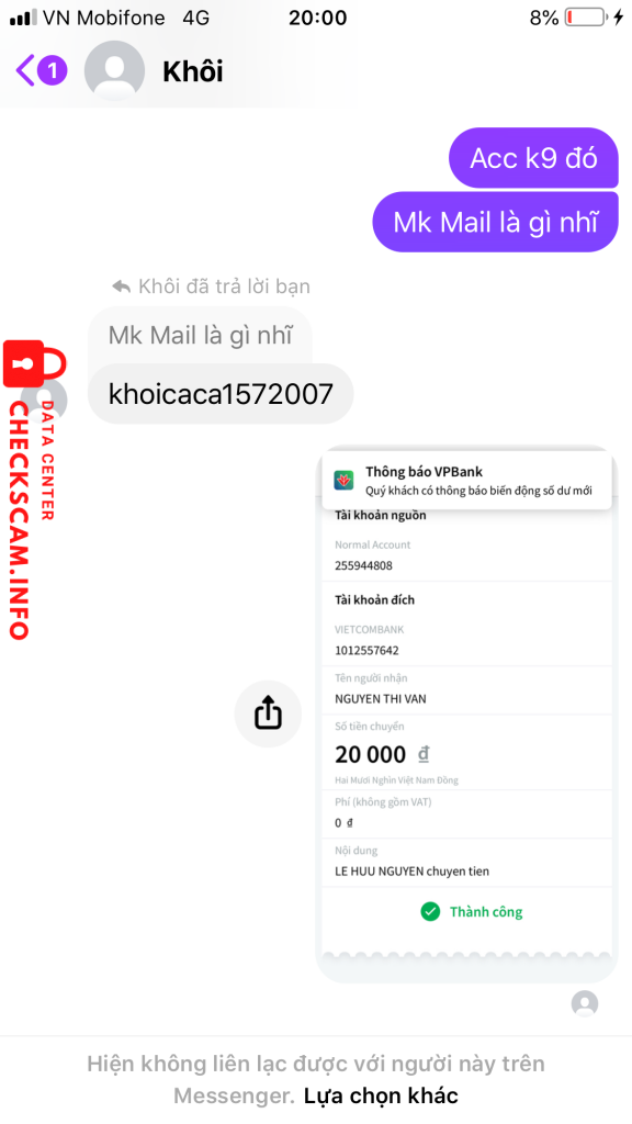 Preuves contre NGUYEN THI VAN