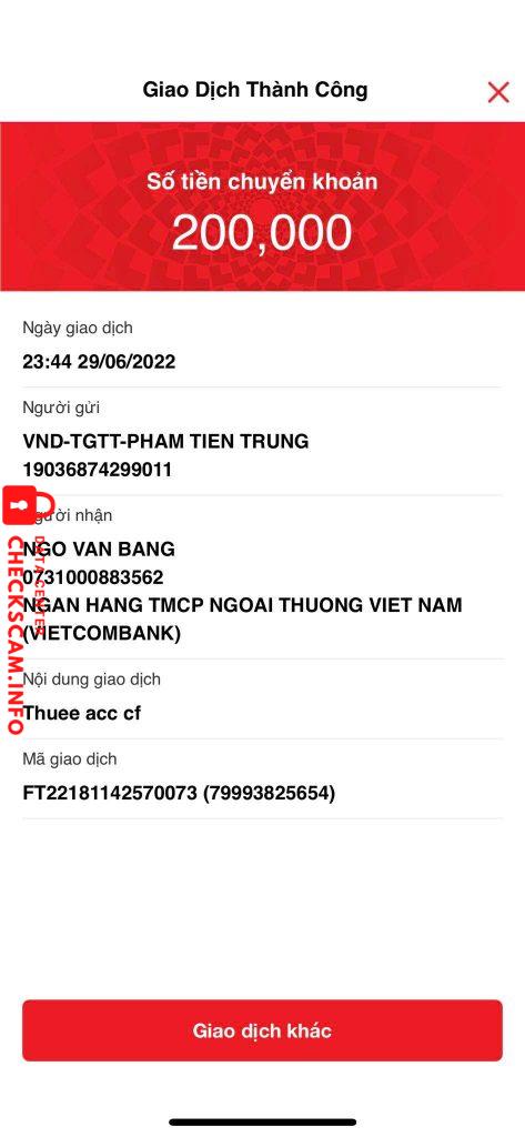 Preuves contre NGO VAN BANG