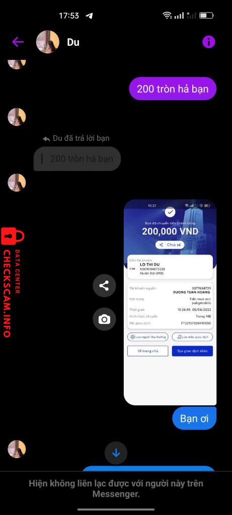 Preuves contre Lò Thị Du