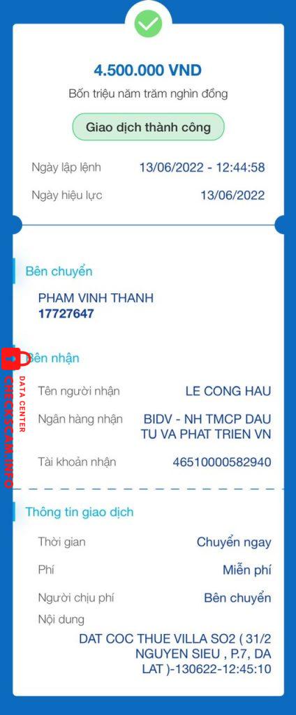 Preuves contre Lê Công Hậu
