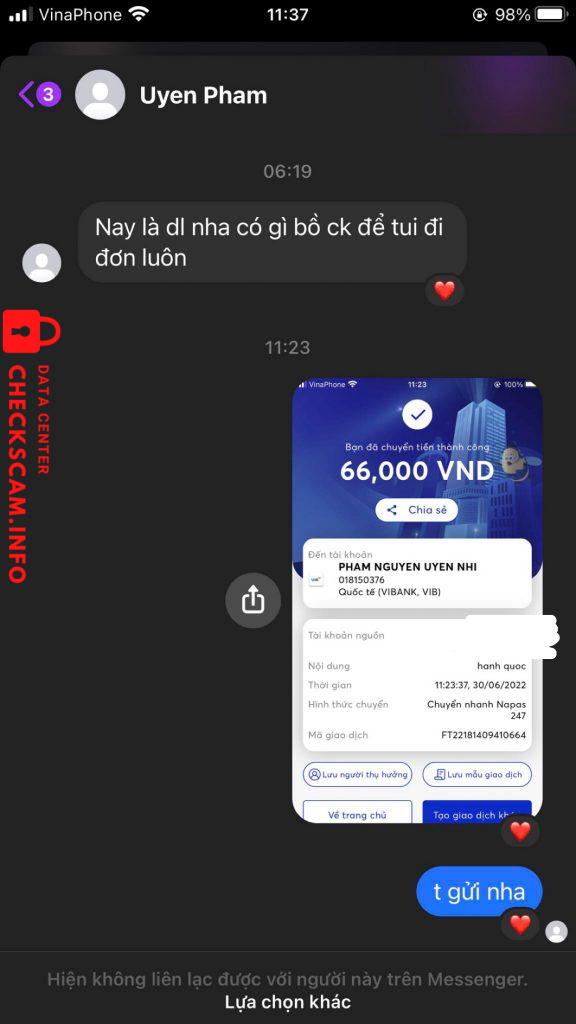 Preuves contre PHAM NGUYEN UYEN NHI