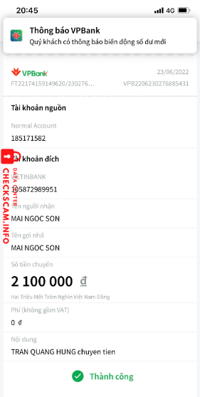 Preuves contre Mai Ngọc Sơn