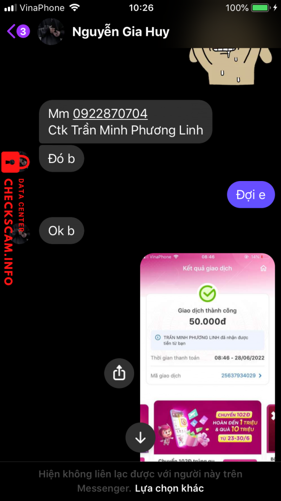 Preuves contre TRẦN MINH PHƯƠNG LINH