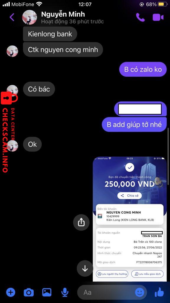 Preuves contre Nguyễn Công Minh