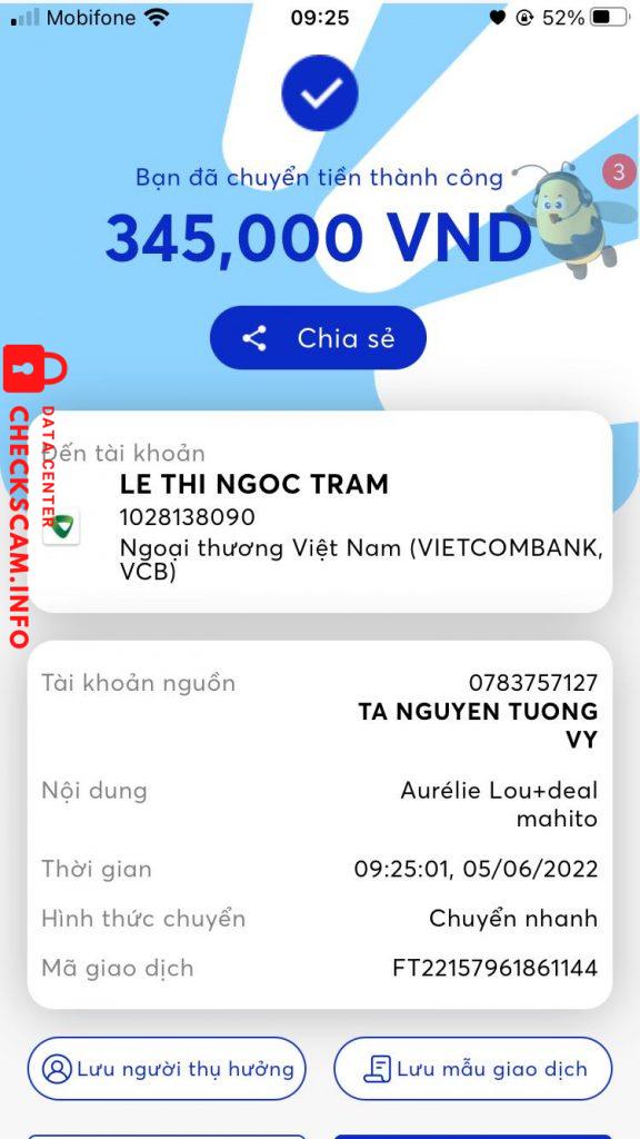 Доказательства против LE THI NGOC TRAM