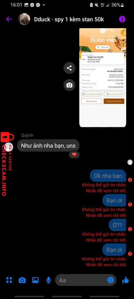 Доказательства против Tran thi tuyet