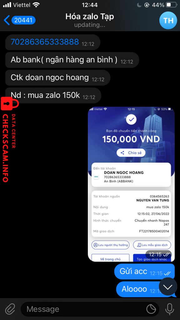 Доказательства против DOAN NGOC HOANG