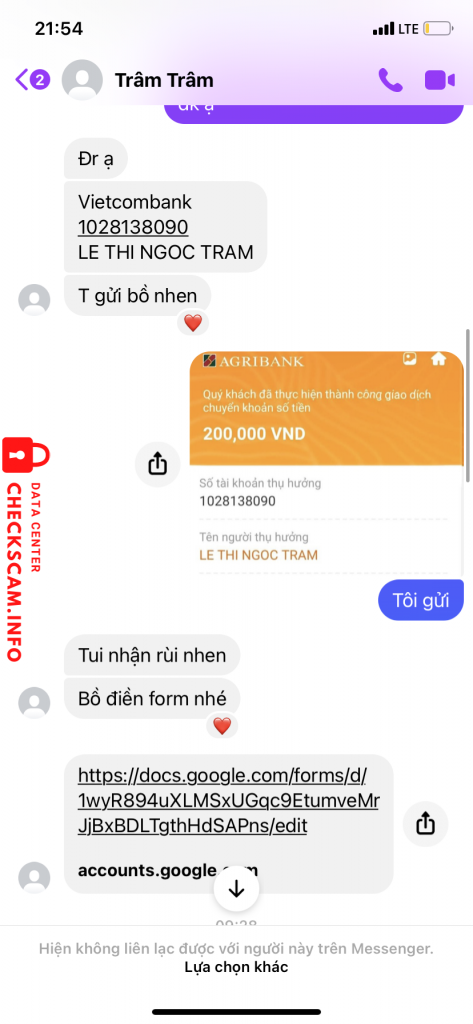 Bằng chứng chống lại LE THI NGOC TRAM