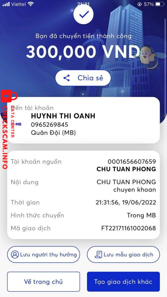 Bằng chứng chống lại Huynh Thi Oanh