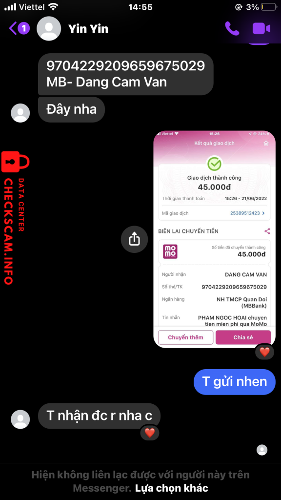 Bằng chứng chống lại Dang Cam Van