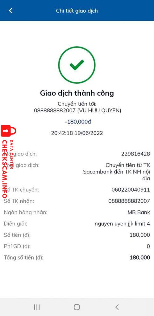 Bằng chứng chống lại VU HUU QUYEN