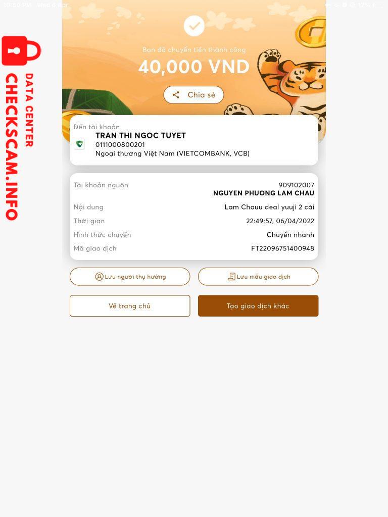 Bằng chứng chống lại Tran Thi Ngoc Tuyet