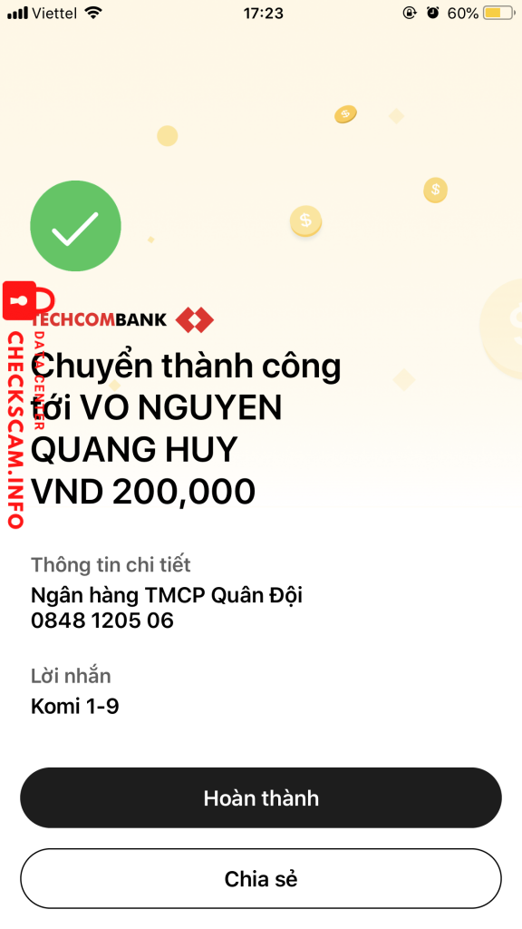 Bằng chứng chống lại VO NGUYEN QUANG HUY