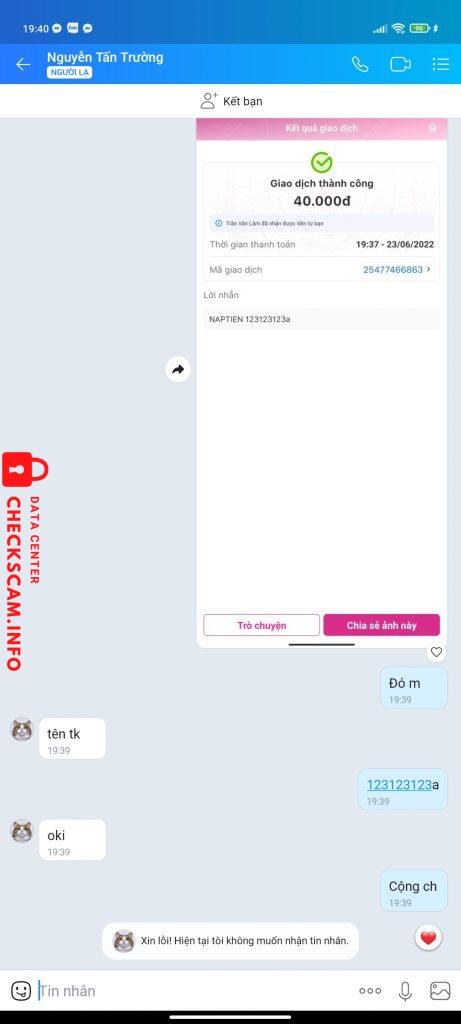 Доказательства против Tran Van Lam